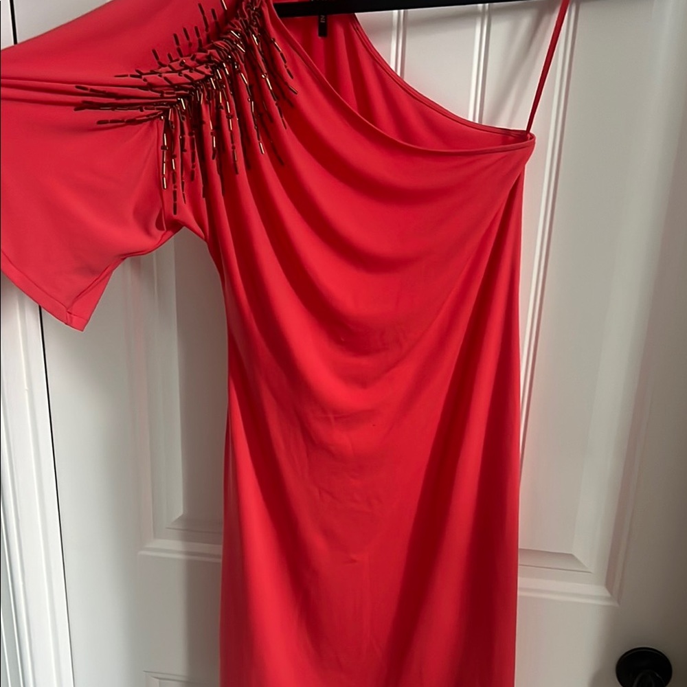Elegant coral Off-Shoulder Dress